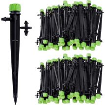 Shining House - 100 Stück Mikro-Tropfbewässerungssprinkler, 360 Grad 8 Löcher Wasserdurchfluss-Bewässerungsstrahler für 1/4 (4-7 mm) Rohr, Grün