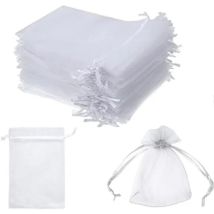 100 Stück Organzabeutel, Organzataschen, Organza-geschenktüten Für Hochzeiten Und Schmuck, Leere Lavendelfarbene Beutel, 10 X 15 Cm, Weiß