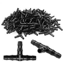 100 Stück T-Rohrverschraubung 4/7 mm, T-Verbindung, PVC-Anschluss, Bewässerung, Tropfzerstäubungsdüse, Mikro-Sprühbewässerungsverbindung für