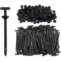 100 Stück Universal-Kabelbinderschnalle aus Nylon fürs Auto, Reißverschlussclips für Autos, robuste Kunststoffnieten im T-Kabelbinder-Stil