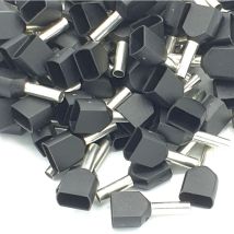 100 Stücke 1,5mm Schwarz Dual Schnürsenkel Crimp Aderendhülsen Isolierte Cord End Terminal