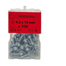 100 vis autoperceuses 4,2x16mm tête hexa zingué Viswood