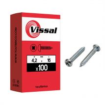 100 vis tôle 4,2x16mm cylindrique bombée zingué Vissal