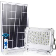 Ymyny - 100 w Solar-LED-Flutlicht für den Außenbereich, 6500 k, Solarstrahler mit Fernbedienung, 100 LEDs, wasserdicht IP65, 5000 lm, Solarleuchte