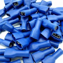 Pepte - 100 x 4.8x0.5mm Blue Fully Insulated Female Push-On Disconnects Terminals