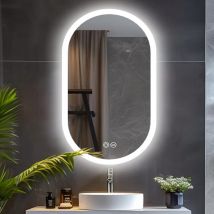 Freosen - Beleuchteter Badezimmerspiegel, 60 x 90 cm, Badezimmerspiegel mit led, 3 Lichtmodi, dimmbar, beschlagfrei, IP44