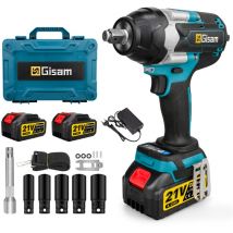 1000 Nm Clé à chocs sans fil 2X4000 mAh visseuse à chocs fréquence d'impact 3300 tr/min 5 douilles (17/19/21/22/24 mm)