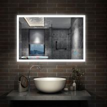 Rectangular Demister Bathroom Mirror with led Lights,Wall Mounted,IP44 - 1000x600 White Light+Demister