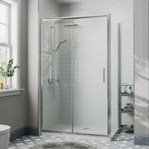 Diamond - 1000 x 760mm Sliding Shower Door & Side Panel Enclosure 8mm Framed Tray & Waste