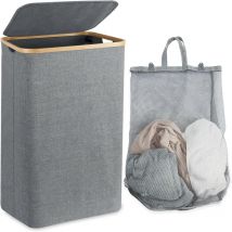 100L Panier à Linge, Corbeille a Linge, Paniere a Linge Sale, Bac a Linge, Panier à Linge avec Couvercle