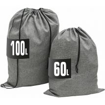 100l Sac à Linge Large XXL + 60l Sac a Linge Sale Voyage - Sac de Rangement