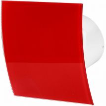 Awenta - 100mm Pull Cord Extractor Fan Shiny Red Glass Front Panel escudo Wall Ceiling Ventilation