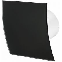 Awenta - 100mm Timer Extractor Fan Matte Black Glass Front Panel escudo Wall Ceiling Ventilation
