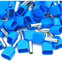 100pcs 2.5mm bleu double embouts de sertissage terminale de cordon isolé