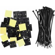 100pcs Bases d'attaches de câble auto-adhésives 25mm x 25mm Attaches de câble auto-adhésives Attaches de câble auto-adhésives Support d'attache de
