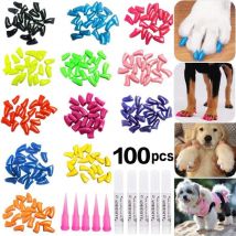 100pcs Dog Nail Caps Soft Claw Covers Nail Caps pour Pet Dog Puppy Paws Home Kit, 5 Sortes Aléatoires xxl-