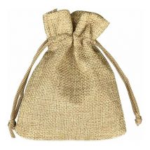 100Pcs Sachets en Jute 7x9cm, Sacs-Cadeaux Réutilisable, Toile de Jute Pochettes avec Cordon de Serrage pour Bijoux Cadeau Fête Anniversaire Noël
