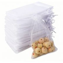 Longziming - 100Pcs Sacs Organza, 10 x 15 cm Pochette Organza Blanc, Sachets Pochettes Cadeau en Organza Sac à Bijoux, Sachet Bonbon, Sachets de