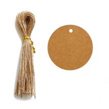 100PCS Étiquettes Kraft,Étiquette Cadeaux,Étiquette Ronde 4x4cm Kraft Étiquettes Étiquettes Vierges pour Mariage,Anniversaire,Noël (Marron)