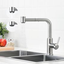 Miscelatore Cucina con Doccetta Estraibile, Rubinetto Lavello Spazzolato, Rubinetto Acqua Calda e Fredda, 2 Modalità di Uscita Acqua - Cecipa