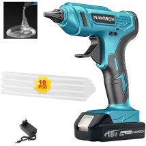 100W Cordless Hot Glue Gun for Home and Garden, Mini Glue Gun + 10pcs 11mm Glue Sticks + 2pcs 3.0A Battery + Charger, Compatible with Makita Battery