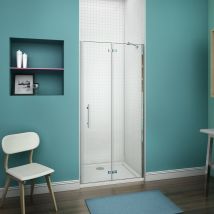 Aica Sanitaire - 100x195cm cabine de douche à charniére porte de douche pivotante installation en niche Vitrification nano sans receveur