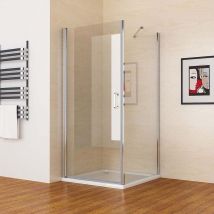 Duschkabine Schwingtür Eckeinstieg in Höhe 185/195cm 180° Dusche mit 6mm nano Glas, Tür 100 x 80 Seitenwand x 195cm