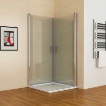 Duschkabine Schwingtür Eckeinstieg in Höhe 185/195cm 180° Dusche mit 6mm nano Glas, Doppelte Schwingtüren 90x90x195cm
