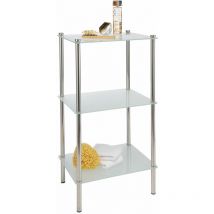 Glas Standregal mit 3 Ablageflächen - 42 x 32 x 75 cm - Metallgestell mit 3 satinierten Glasböden