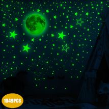Fei Yu - 1049 Pièces Autocollants Lumineux Lumineuses Stickers Murals Stickers Muraux Enfants Lune Etoiles Phosphorescente Autocollant Mural Bebe