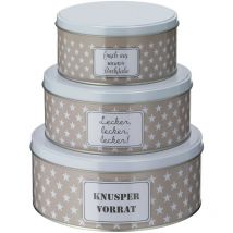 Plätzchendose 3er Set - KNUSPER VORRAT - Weihnachts Gebäckdose Keksdose aus Metall stapelbar