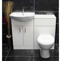 1050mm Bathroom Vanity Furniture Suite wc Unit Basin Toilet White Gloss, Luxury Toilet Pan-With Tap & Waste