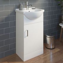 Essence - Gloss White Bathroom Vanity Unit and Basin Sink 450mm with Malmo Tap & Waste
