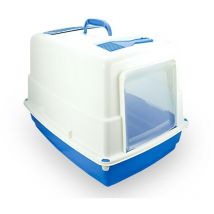 10580 Inodoro WC para gatos mod. HEIDI con puerta frontal 54x39x39-filtro olores Color: Azul