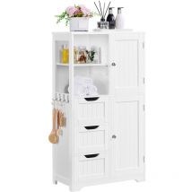 Yaheetech - 107cm Tall Bathroom Storage Cabinet Freestanding Floor Cabinet, White