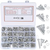 Bluedeer - 1080 pièces Ensemble de vis et écrous à tête cylindrique Phillips, M3/M4/M5/M6 Vis autotaraudeuses à tête plate, boulons, écrous,