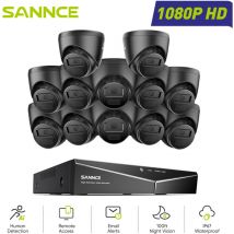 1080P 16CH Überwachungskamera Set 12x2MP Kameras,Nachtsicht Fernzugriff Email Alarm Sicherheitskamerasystem Aussen - Sannce