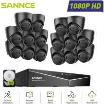 SANNCE 1080P 16CH Überwachungskamera Set 16x2MP Kameras,Nachtsicht Fernzugriff Email Alarm Sicherheitskamerasystem Aussen,1TB