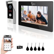 1080P-Video-Türklingel mit 7-Zoll-Touchscreen, Video-Türsprechanlage, Gegensprechanlage, Unterstützung für IC-Kartenentriegelung,