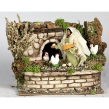 Rossi Rosa - 10934 Donna con galline a movimento cm. 20x14x18 - personaggio presepe natale