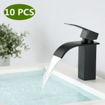 Cecipa - 10× Robinet Lavabo Noir-Mitigeur de Salle de Bain-Robinet Cascade pour Vasque Solide-Robinetterie de Super Qualité(Noir) - Noir