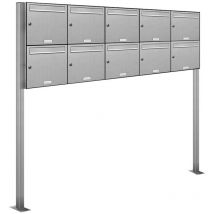 10er Edelstahl Standbriefkasten Anlage Freistehend