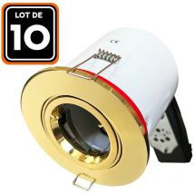 Europalamp - 10 Support Spot bbc Orientable Dore IP20 avec Douille GU10