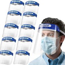 10er-Pack schützendes Gesichtsvisier, Hochleistungsvisier, breit, verstellbar, klar, beschlagfrei und spritzwassergeschützt npterbl