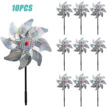 Rosvola - 10er-Pack reflektierende Windmühlen, um Vögel von Ihrem Haus, Fenster, Garten, Bauernhof und zur Vogelbeobachtung fernzuhalten