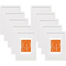 10er Set Bilderrahmen Fotorahmen Holzrahmen 20x30cm, Fotogalerie mit Papier-Passepartout, aus mdf Platte,weiß - weiß - Woltu