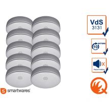10er-Set Rauchmelder mit 10 Jahres Lithium Batterie, VDS, Q-Siegel