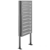 Al Briefkastensysteme - 10er V2A Edelstahl Standbriefkasten Freistehend Durchwurfanlage