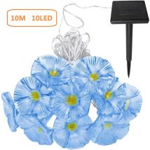 10m 10LED Morning Glory Guirlande Lumineuse Solaire Étanche Lumières Extérieures Solaires Jardin Fleur Décoration Lumière pour Arbre Patio Fête