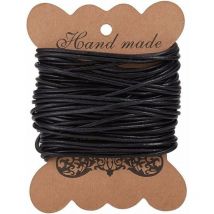 Jalleria - 10m Cordon en Cuir de Vache pour diy Bijoux et Fabrication de Collier et Bracelet, Noire, 2mm